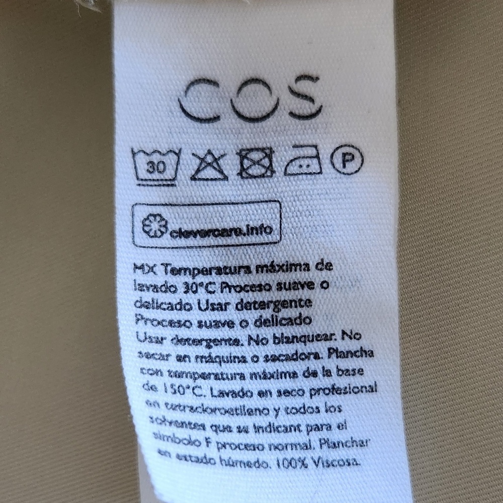 COS relaxed/oversized cream silky viscose Dress Sz M pockets slit midi - Picture 10 of 13